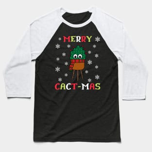 Merry Cact Mas - Christmas Cactus With Scarf Baseball T-Shirt